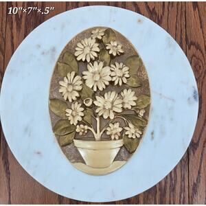 Vintage MCM Chalkware Floral Wall Hangs Set of 2